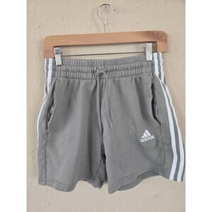 ADIDAS Grey/Green Cotton Sweat Shorts, Size Small